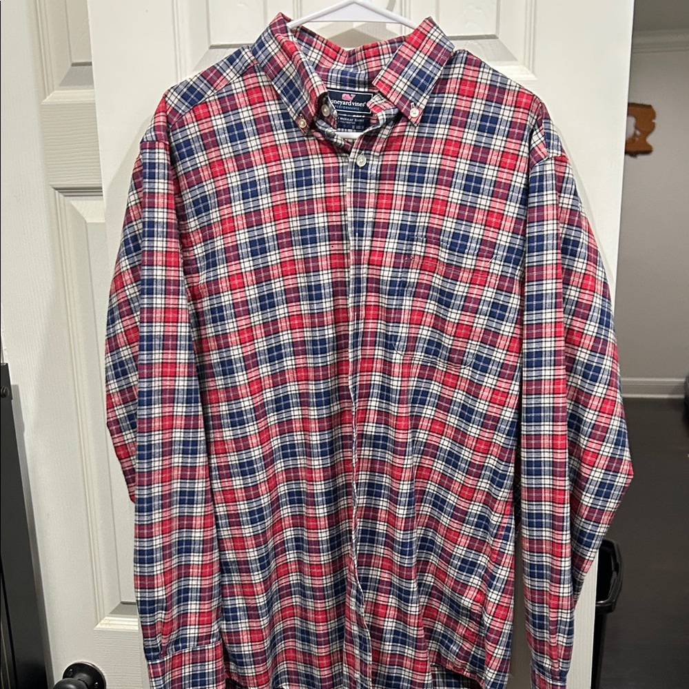 Vineyard Vines Red and Blue Plaid Shirt